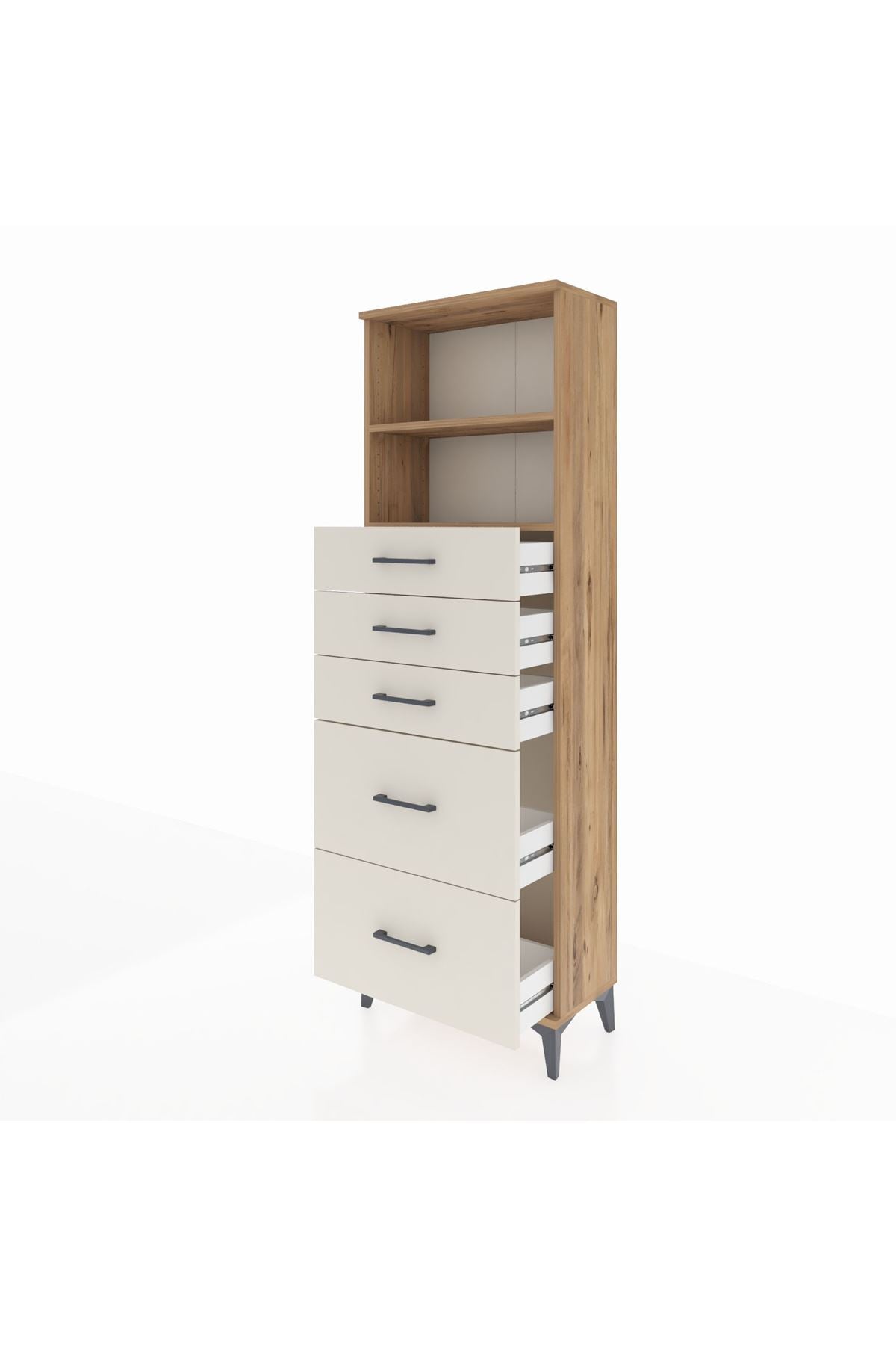 Arges Dolap 2 Raflı 5 Çekmeceli 60x30x182 - S23M046V7A