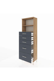 Arges Dolap 2 Raflı 5 Çekmeceli 60x30x182 - S23M046V8A