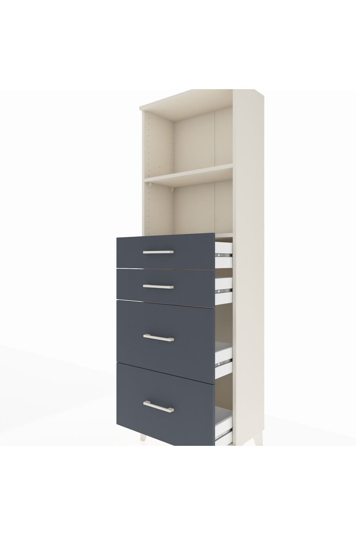 Arges Dolap 2 Raflı 4 Çekmeceli 60x30x182 - S23M047V2A