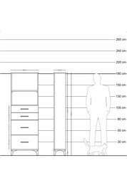 Arges Dolap 2 Raflı 4 Çekmeceli 60x30x182 - S23M047V6A