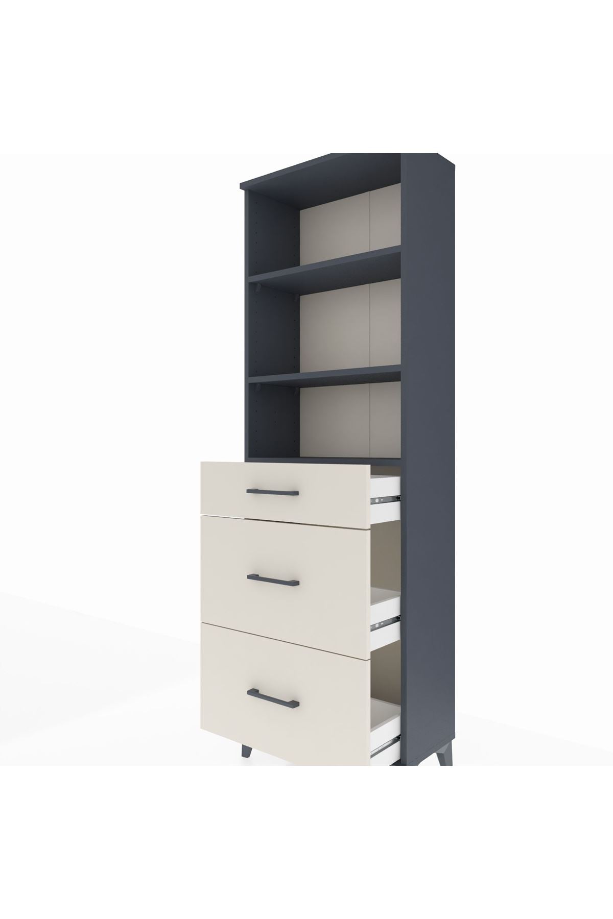 Arges Dolap 3 Raflı 3 Çekmeceli 60x30x182 - S23M048V4A