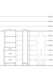 Arges Dolap 3 Raflı 3 Çekmeceli 60x30x182 - S23M048V8A