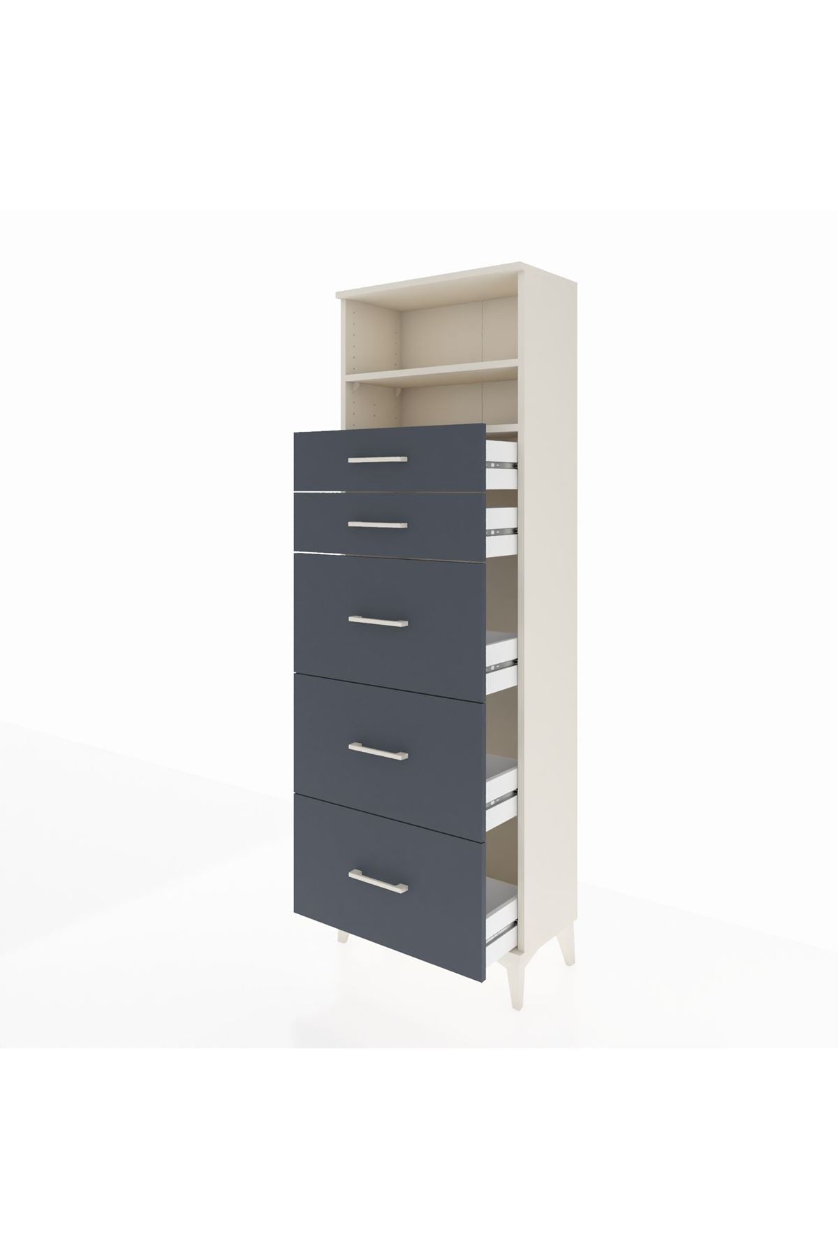 Arges Dolap 2 Raflı 5 Çekmeceli 60x30x182 - S23M050V2A