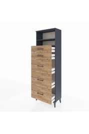 Arges Dolap 2 Raflı 5 Çekmeceli 60x30x182 - S23M050V6A