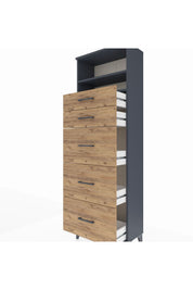 Arges Dolap 2 Raflı 5 Çekmeceli 60x30x182 - S23M050V6A