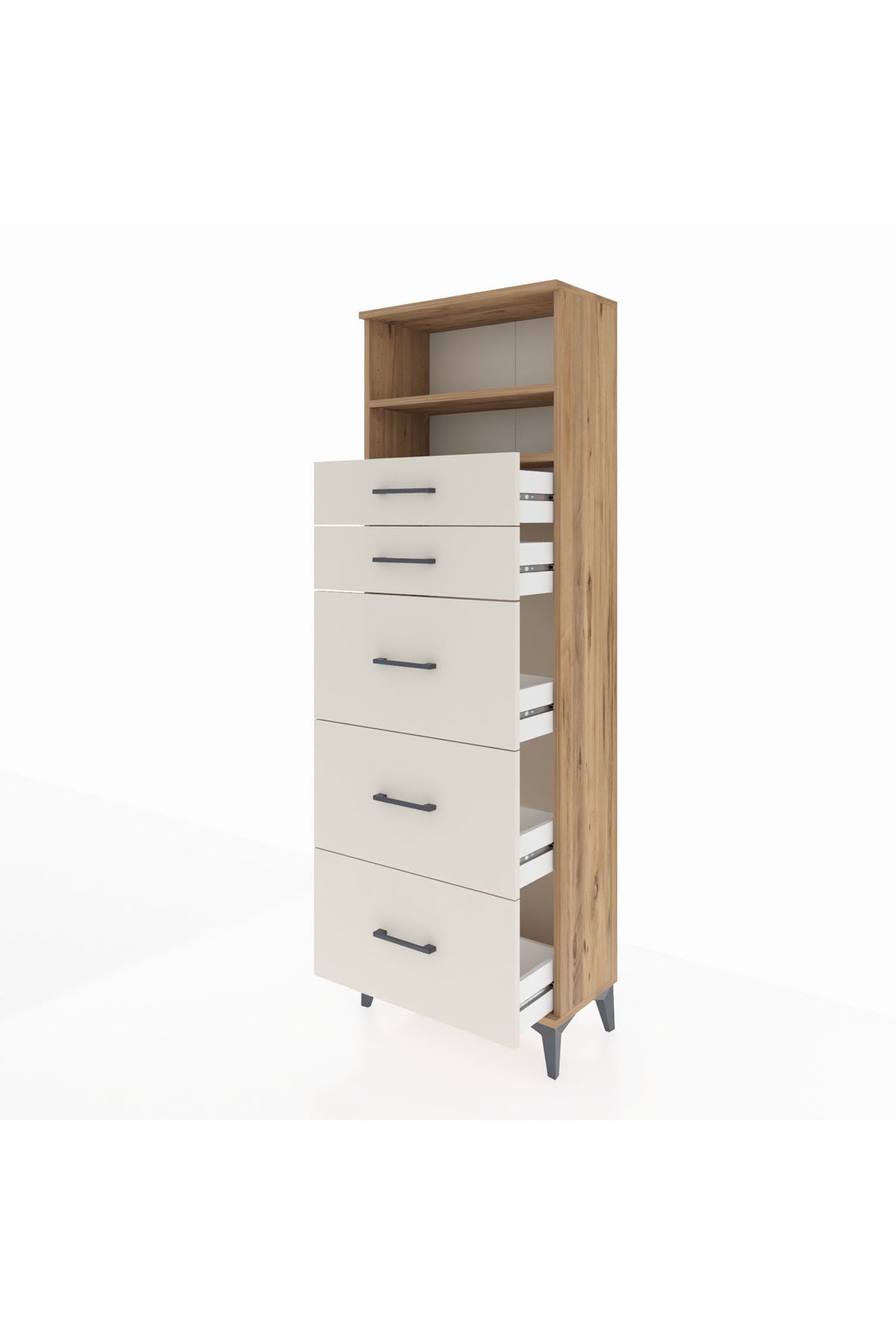 Arges Dolap 2 Raflı 5 Çekmeceli 60x30x182 - S23M050V7A