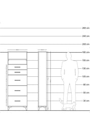 Arges Dolap 2 Raflı 5 Çekmeceli 60x30x182 - S23M050V8A