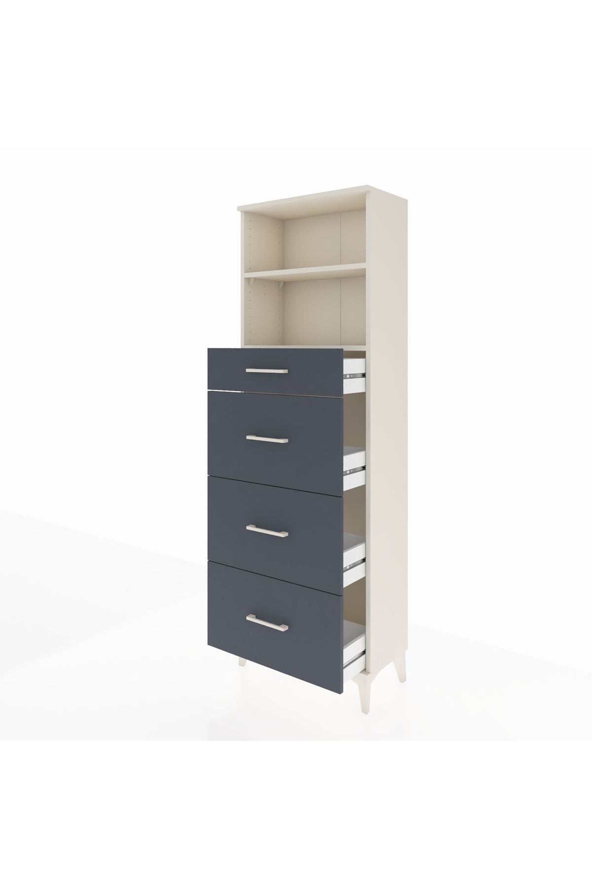 Arges Dolap 2 Raflı 4 Çekmeceli 60x30x182 - S23M051V2A