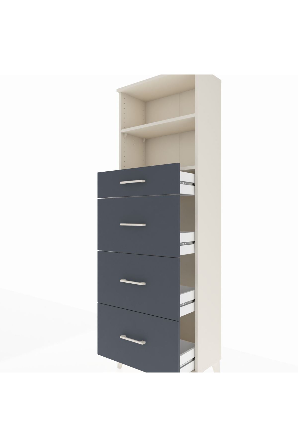 Arges Dolap 2 Raflı 4 Çekmeceli 60x30x182 - S23M051V2A