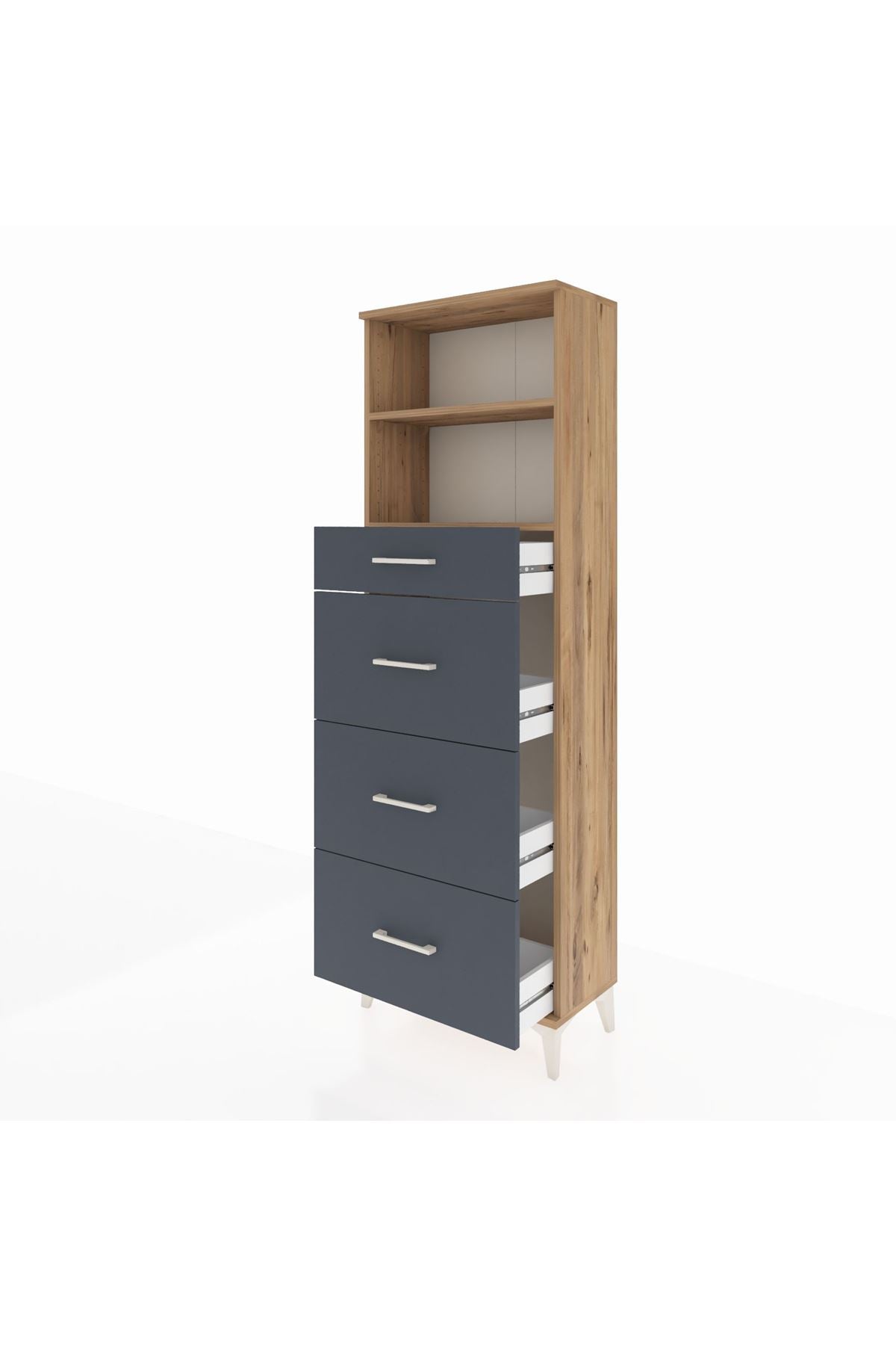 Arges Dolap 2 Raflı 4 Çekmeceli 60x30x182 - S23M051V8A