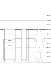 Arges Dolap 2 Raflı 4 Çekmeceli 60x30x182 - S23M051V9A