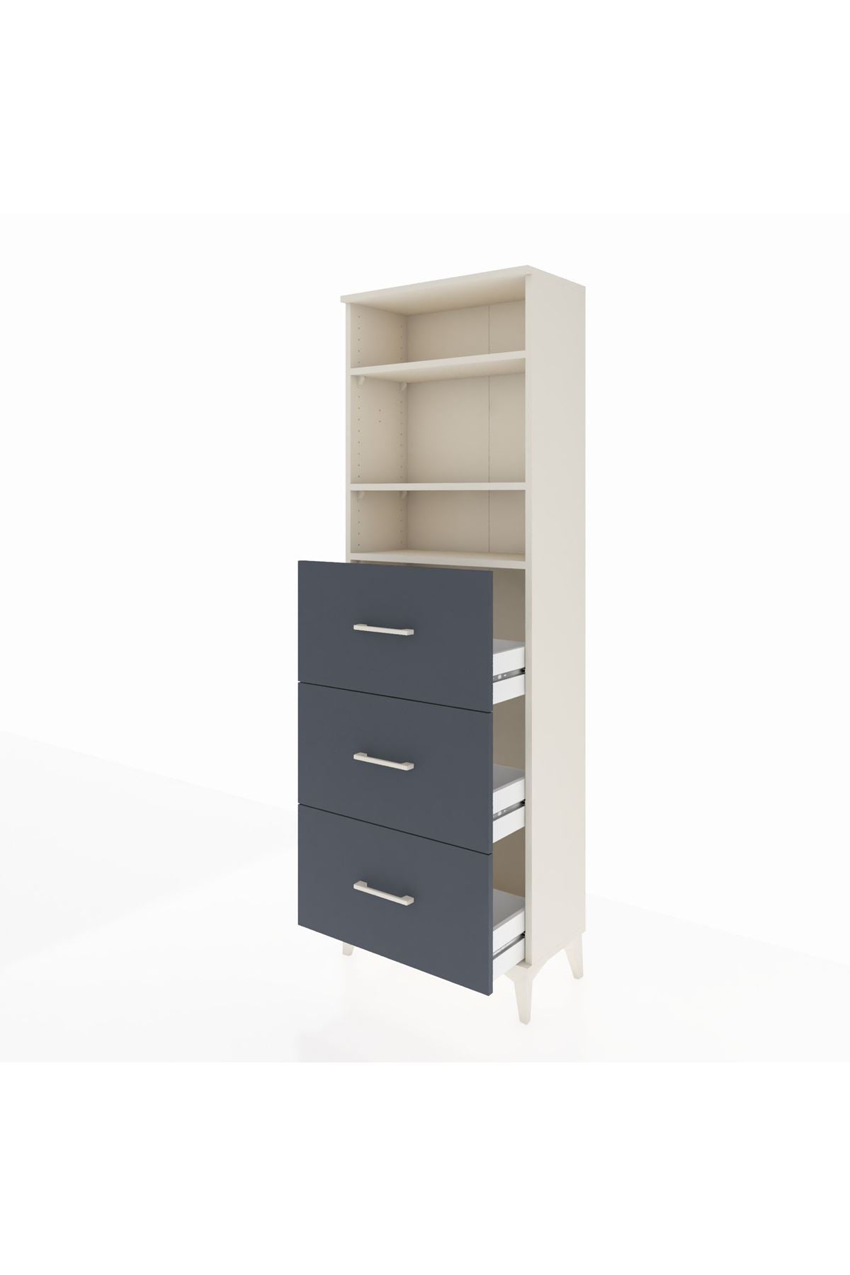 Arges Dolap 3 Raflı 3 Çekmeceli 60x30x182 - S23M052V2A