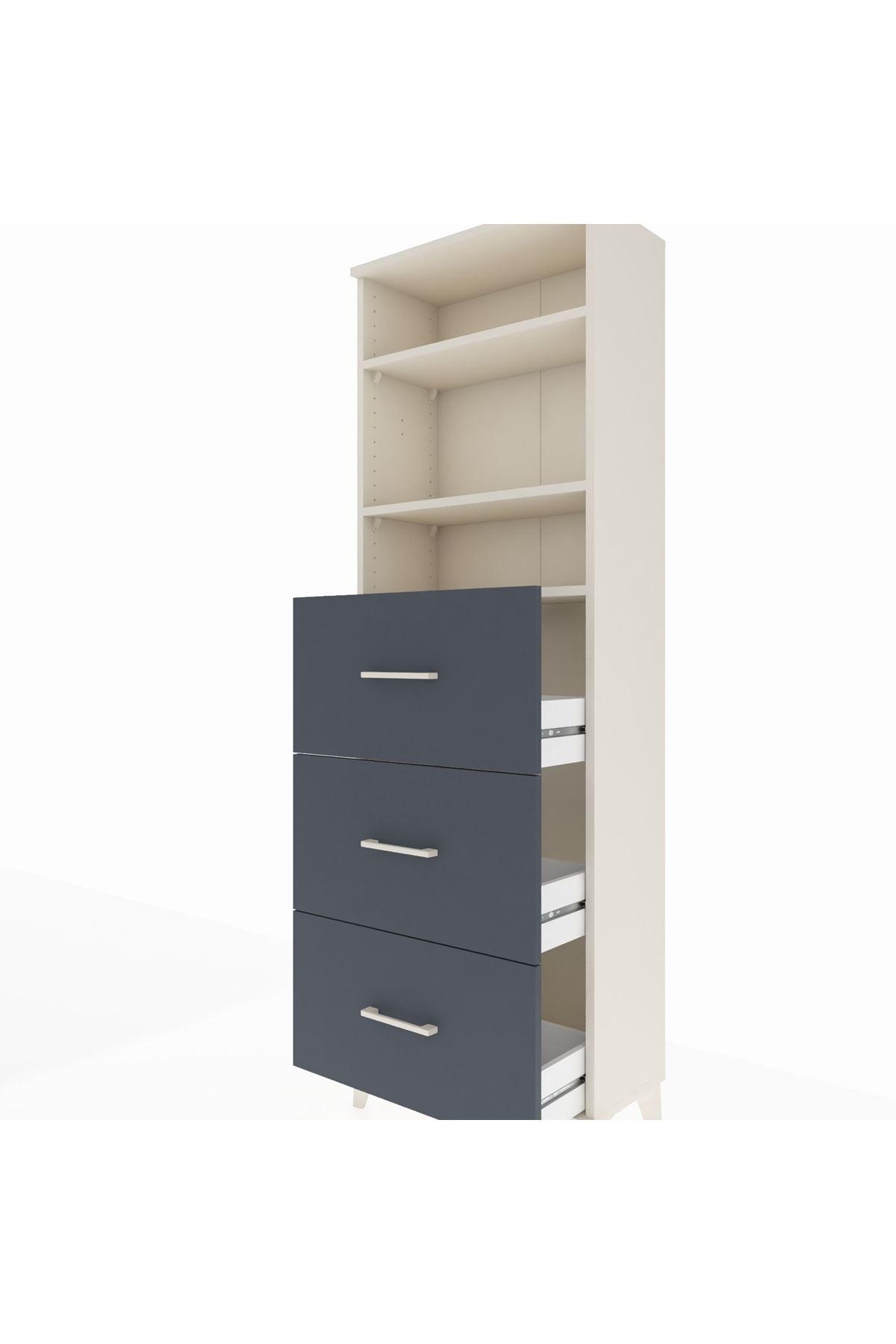Arges Dolap 3 Raflı 3 Çekmeceli 60x30x182 - S23M052V2A