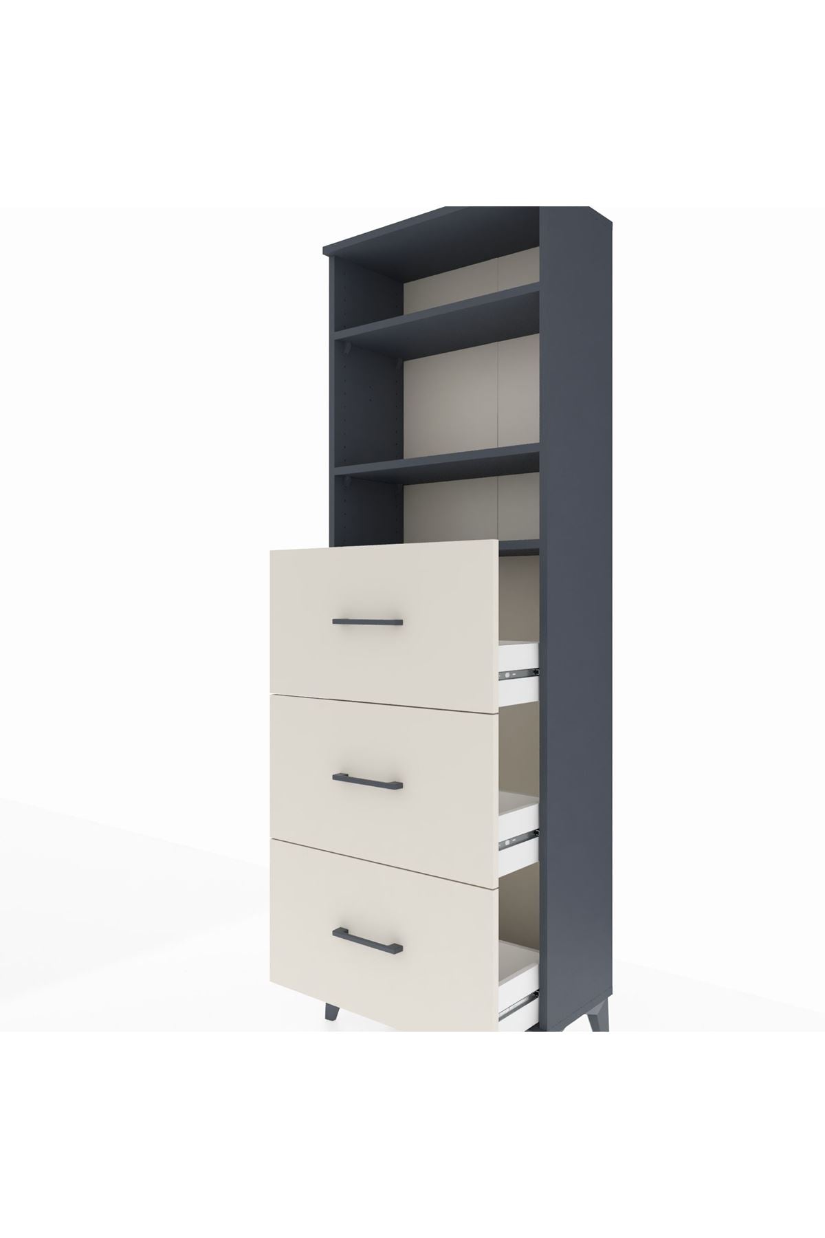 Arges Dolap 3 Raflı 3 Çekmeceli 60x30x182 - S23M052V4A