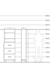 Arges Dolap 3 Raflı 3 Çekmeceli 60x30x182 - S23M052V5A