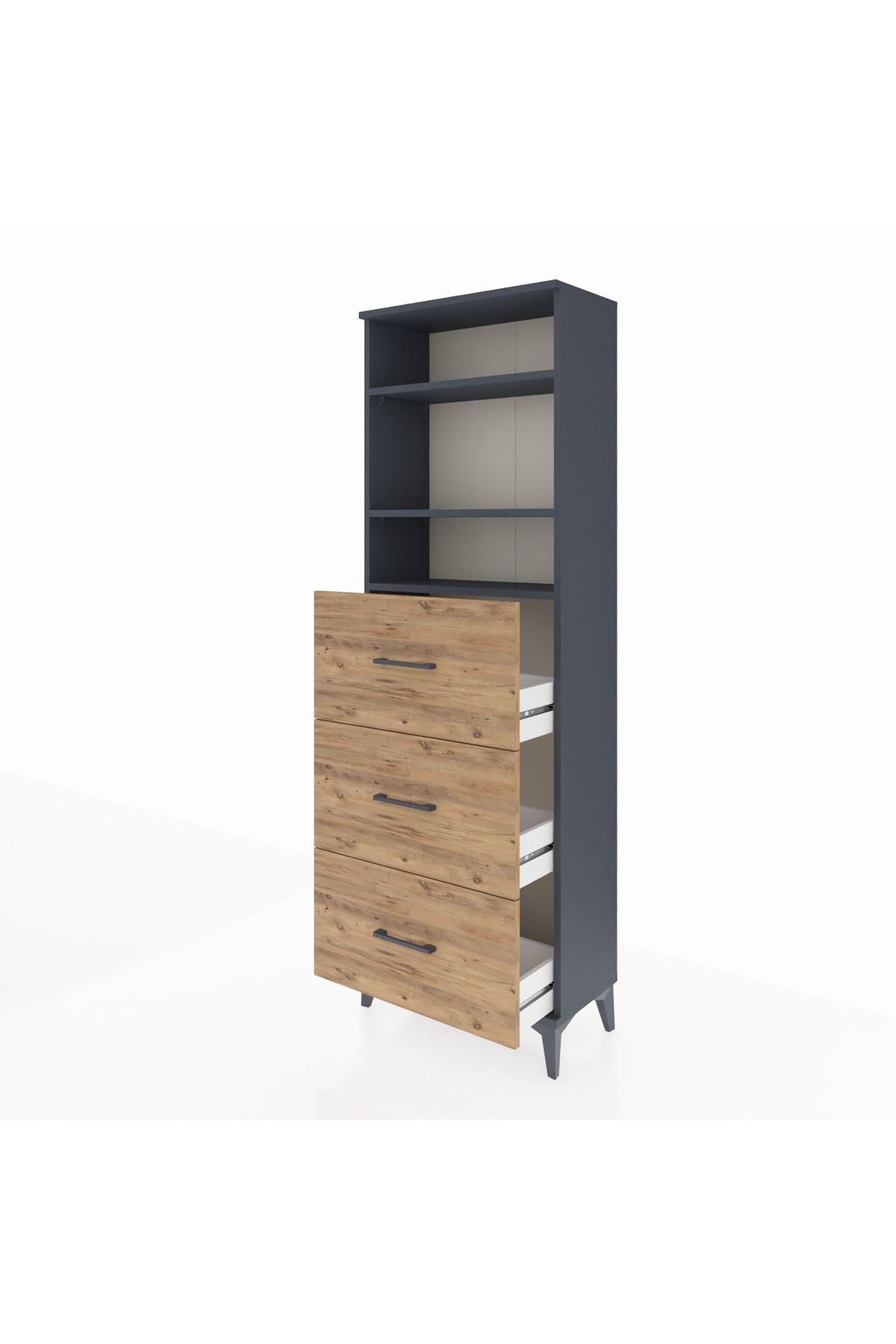 Arges Dolap 3 Raflı 3 Çekmeceli 60x30x182 - S23M052V6A