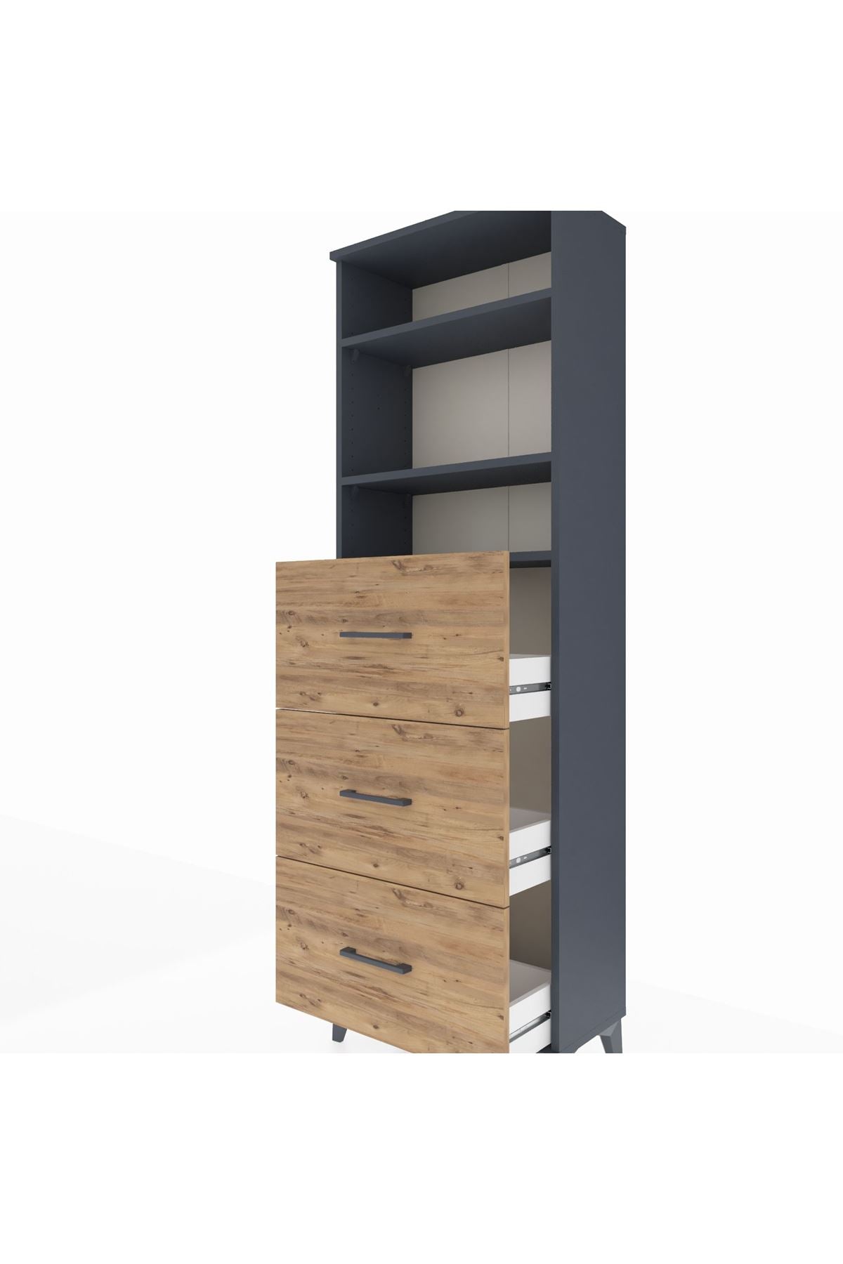 Arges Dolap 3 Raflı 3 Çekmeceli 60x30x182 - S23M052V6A