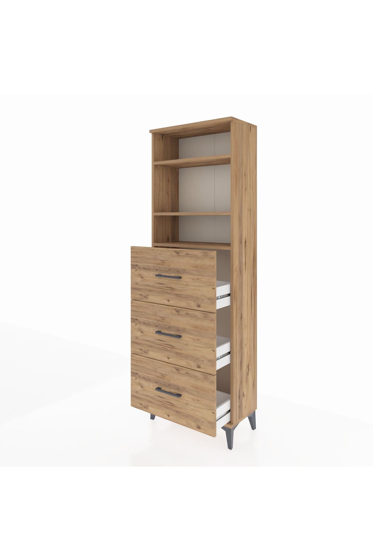 Arges Dolap 3 Raflı 3 Çekmeceli 60x30x182 - S23M052V9A