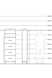 Arges Dolap 2 Raflı 4 Çekmeceli 60x30x182 - S23M053V2A