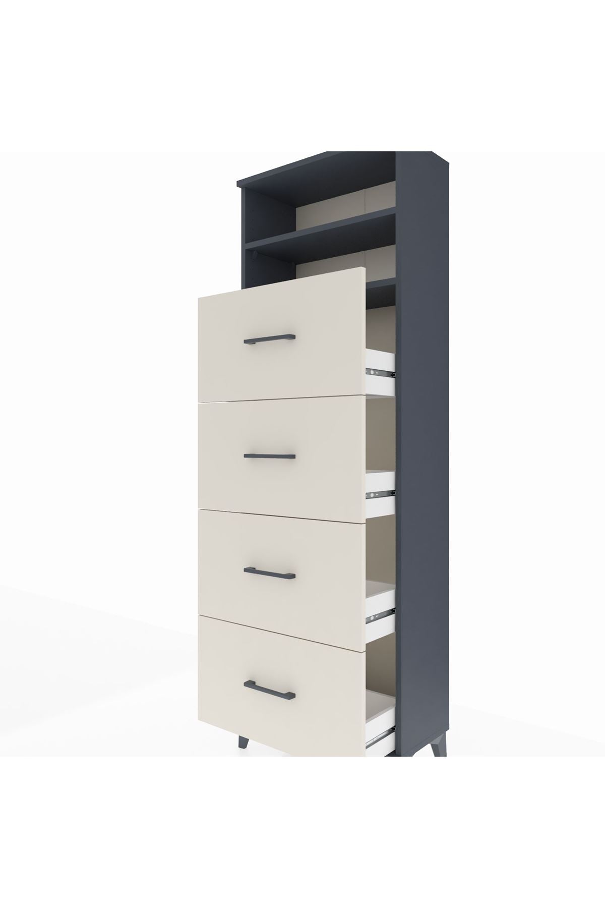 Arges Dolap 2 Raflı 4 Çekmeceli 60x30x182 - S23M053V4A