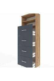 Arges Dolap 2 Raflı 4 Çekmeceli 60x30x182 - S23M053V8A