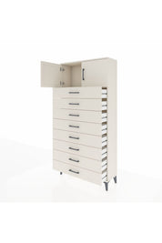 Arges Dolap Tek Raflı 8 Çekmeceli 2 Kapaklı 88x30x182 - S24M001V1A