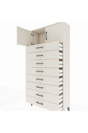 Arges Dolap Tek Raflı 8 Çekmeceli 2 Kapaklı 88x30x182 - S24M001V1A