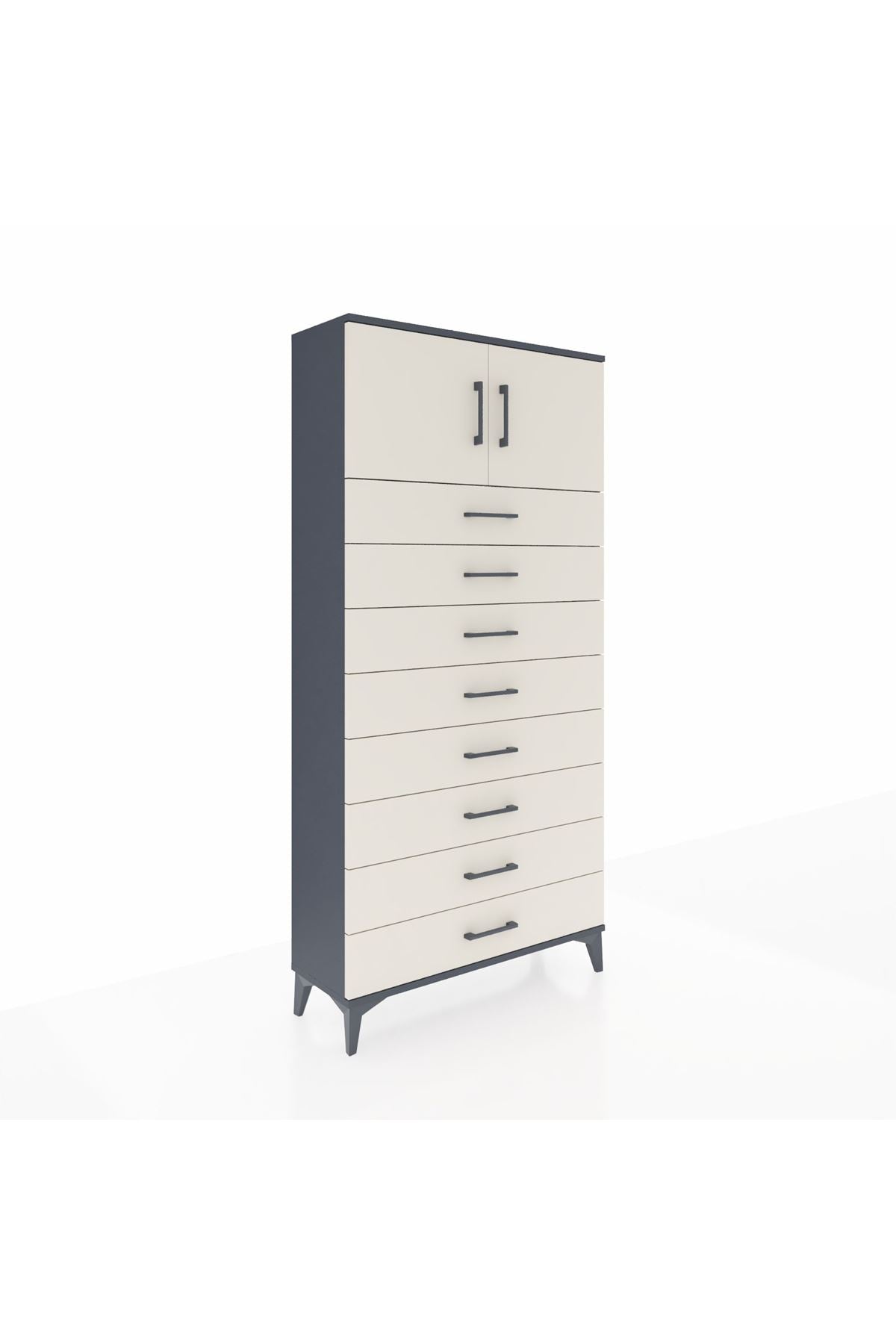 Arges Dolap Tek Raflı 8 Çekmeceli 2 Kapaklı 88x30x182 - S24M001V4A