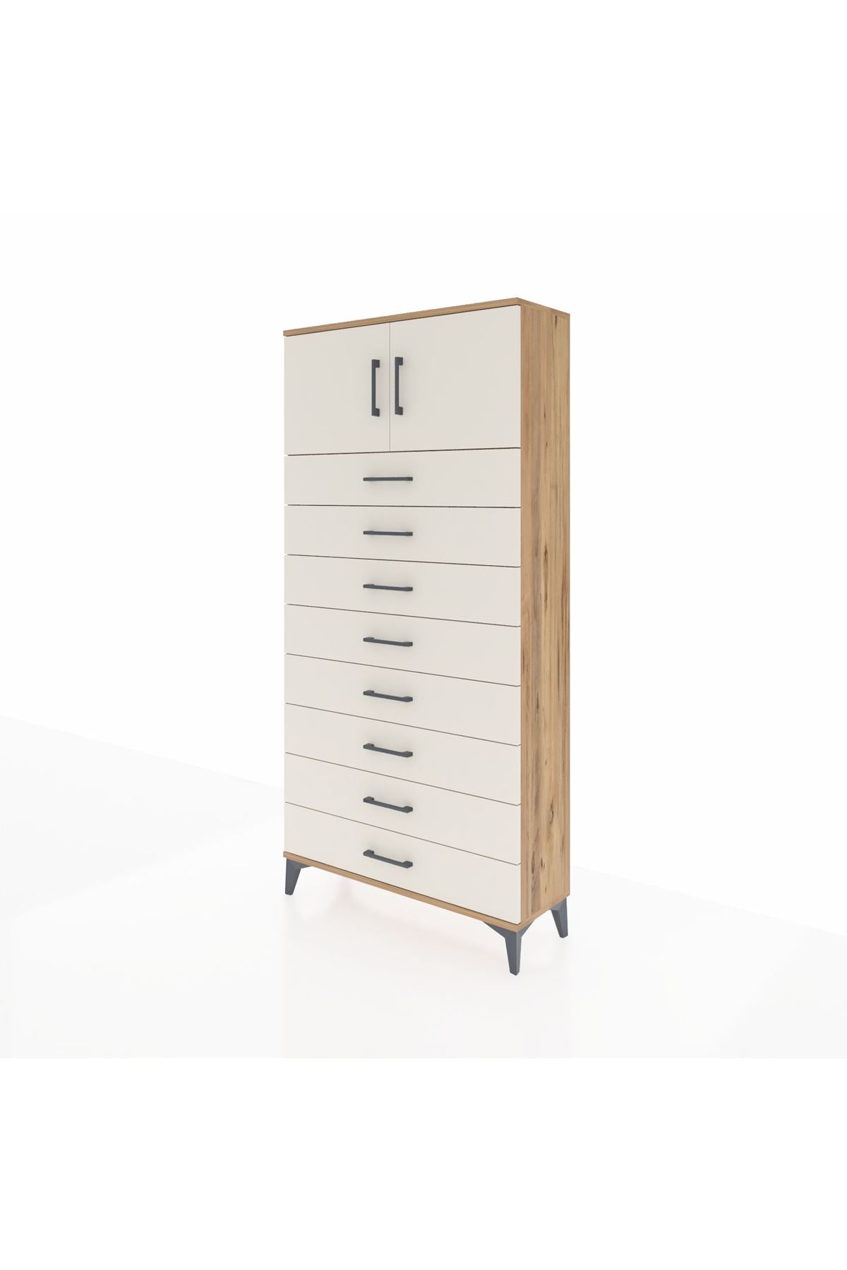Arges Dolap Tek Raflı 8 Çekmeceli 2 Kapaklı 88x30x182 - S24M001V7A