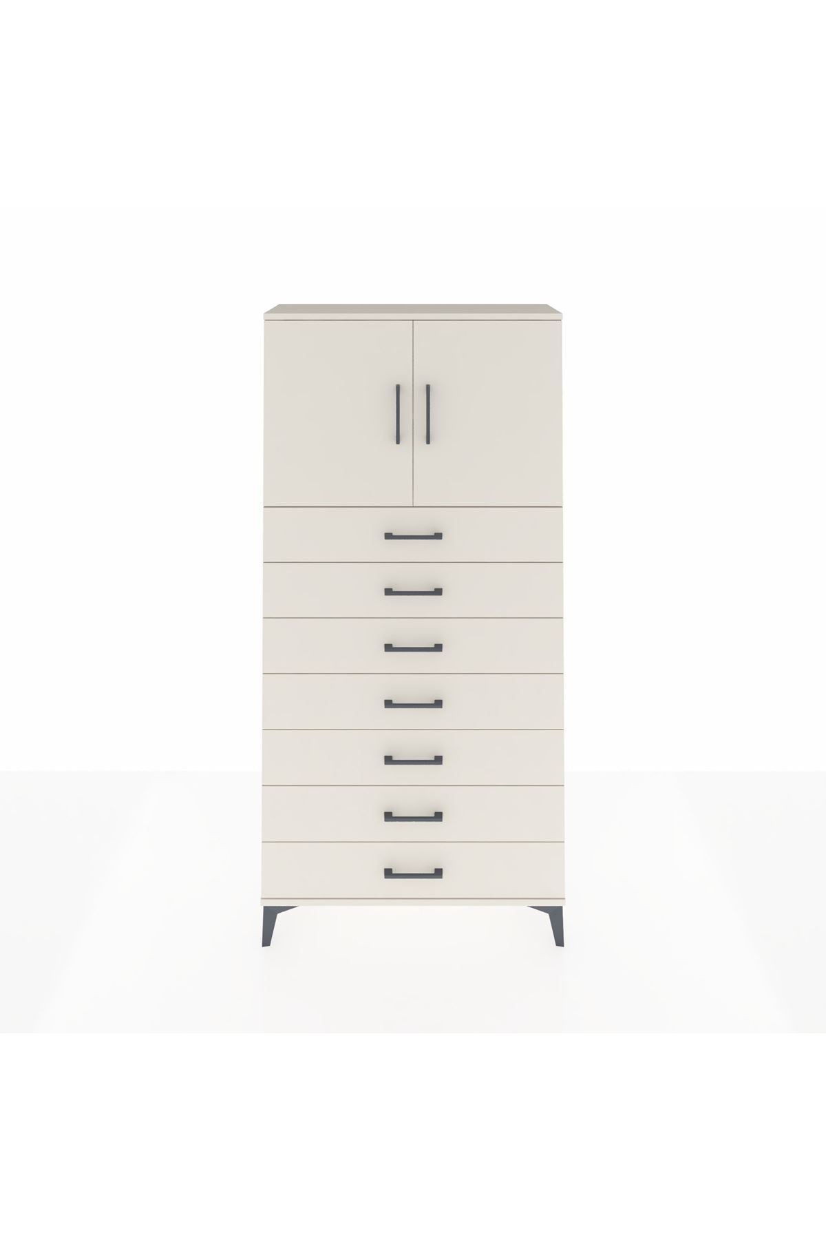 Arges Dolap 2 Raflı 7 Çekmeceli 2 Kapaklı 88x30x182 - S24M002V1A