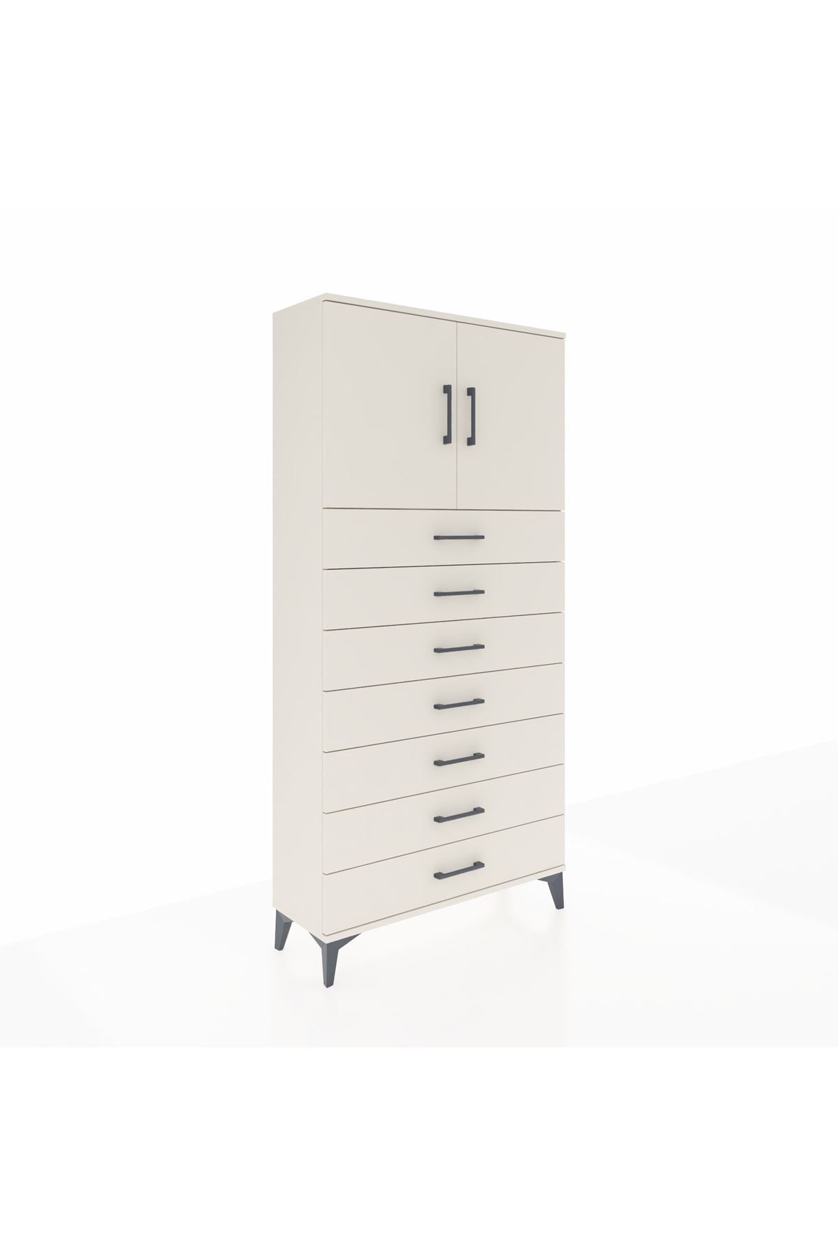Arges Dolap 2 Raflı 7 Çekmeceli 2 Kapaklı 88x30x182 - S24M002V1A