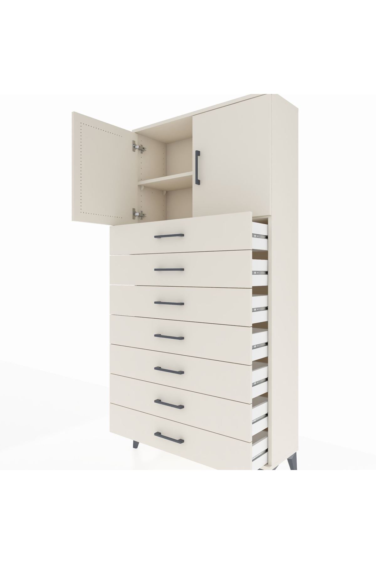 Arges Dolap 2 Raflı 7 Çekmeceli 2 Kapaklı 88x30x182 - S24M002V1A