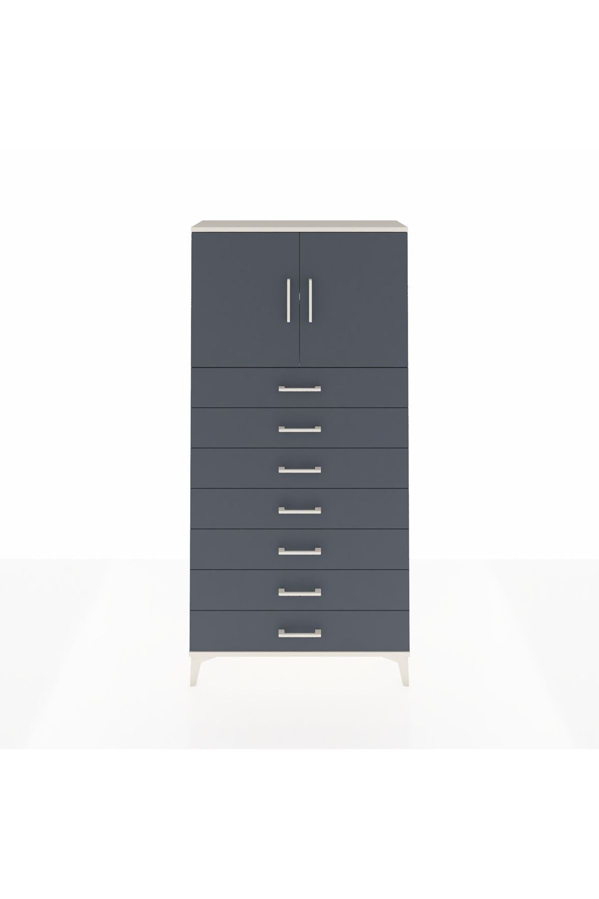 Arges Dolap 2 Raflı 7 Çekmeceli 2 Kapaklı 88x30x182 - S24M002V2A