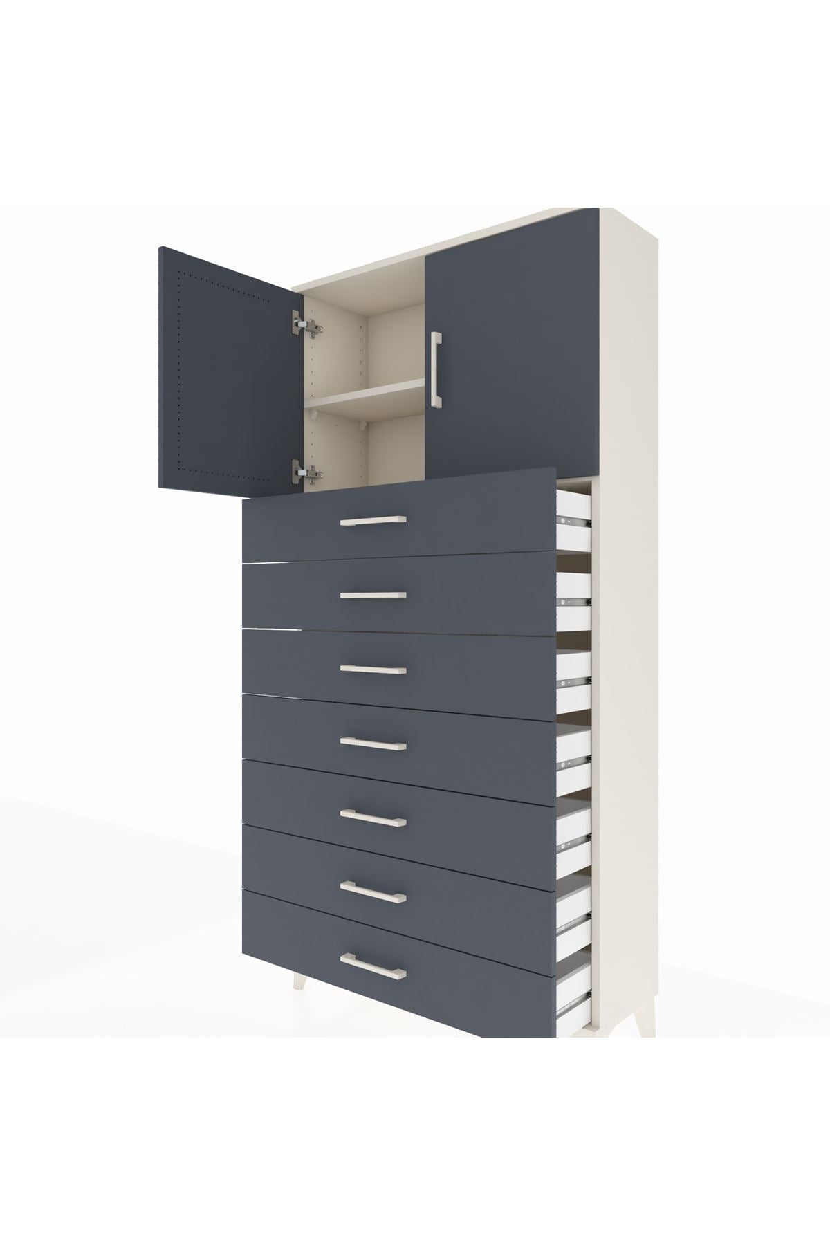 Arges Dolap 2 Raflı 7 Çekmeceli 2 Kapaklı 88x30x182 - S24M002V2A