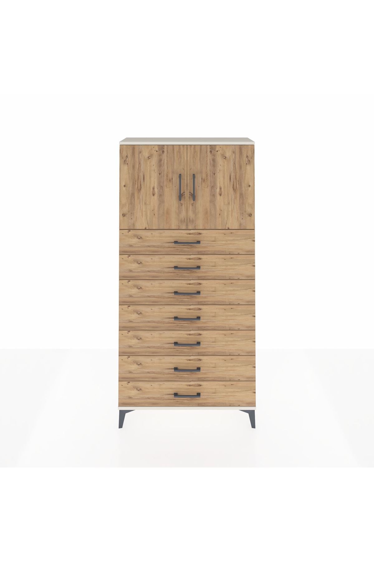 Arges Dolap 2 Raflı 7 Çekmeceli 2 Kapaklı 88x30x182 - S24M002V3A