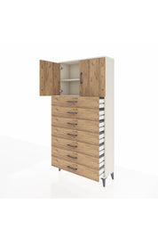 Arges Dolap 2 Raflı 7 Çekmeceli 2 Kapaklı 88x30x182 - S24M002V3A
