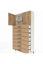 Arges Dolap 2 Raflı 7 Çekmeceli 2 Kapaklı 88x30x182 - S24M002V3A