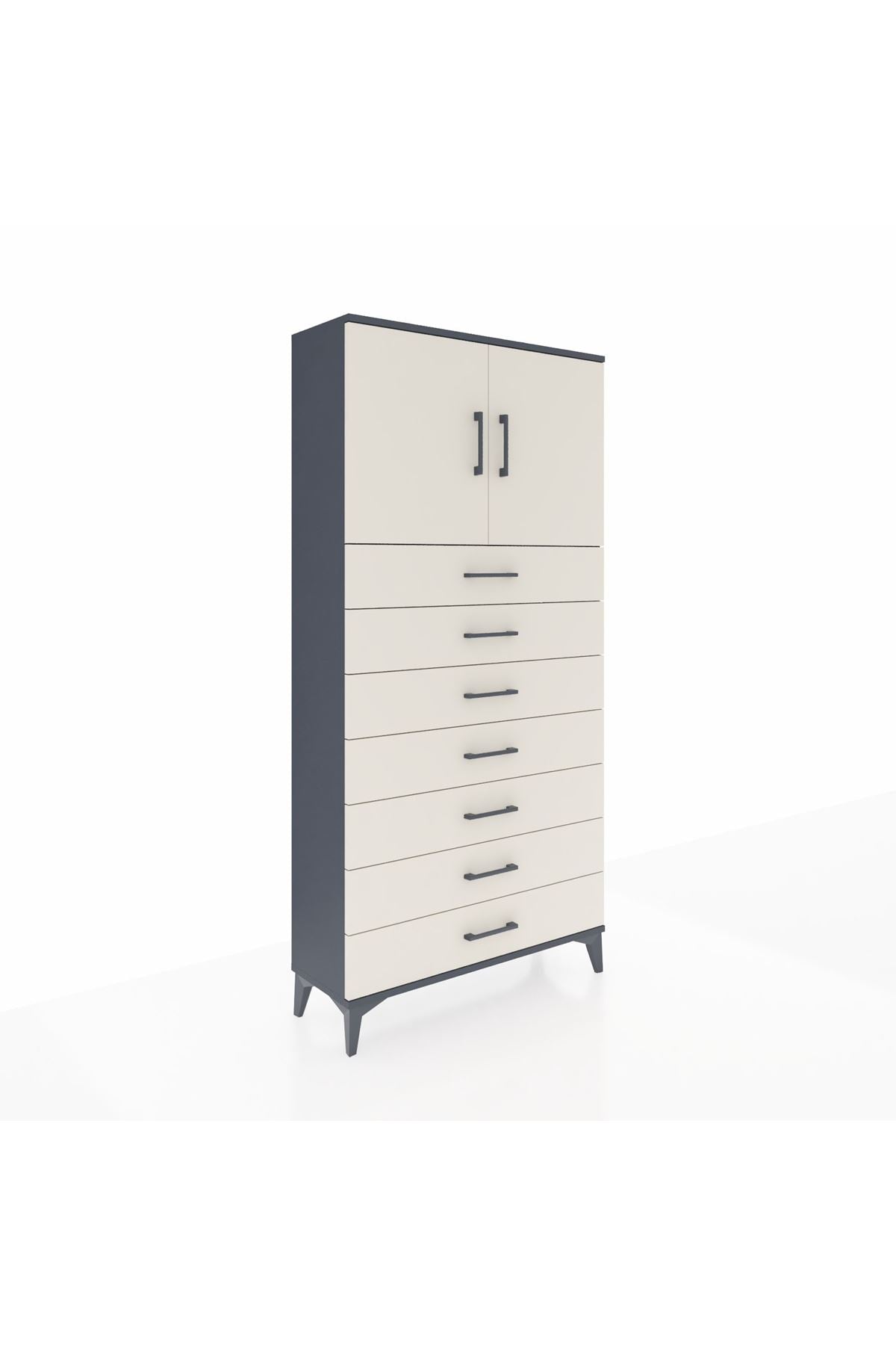 Arges Dolap 2 Raflı 7 Çekmeceli 2 Kapaklı 88x30x182 - S24M002V4A