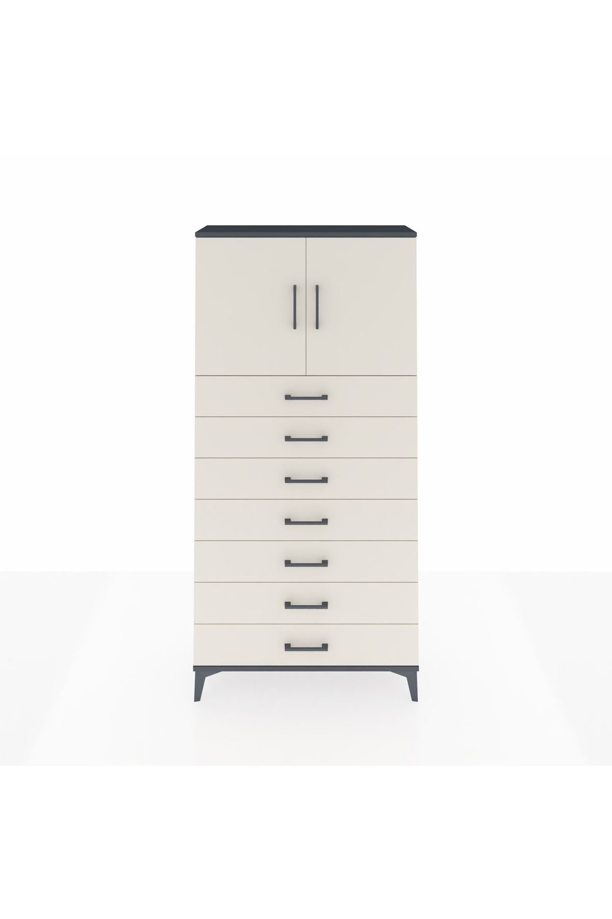 Arges Dolap 2 Raflı 7 Çekmeceli 2 Kapaklı 88x30x182 - S24M002V4A