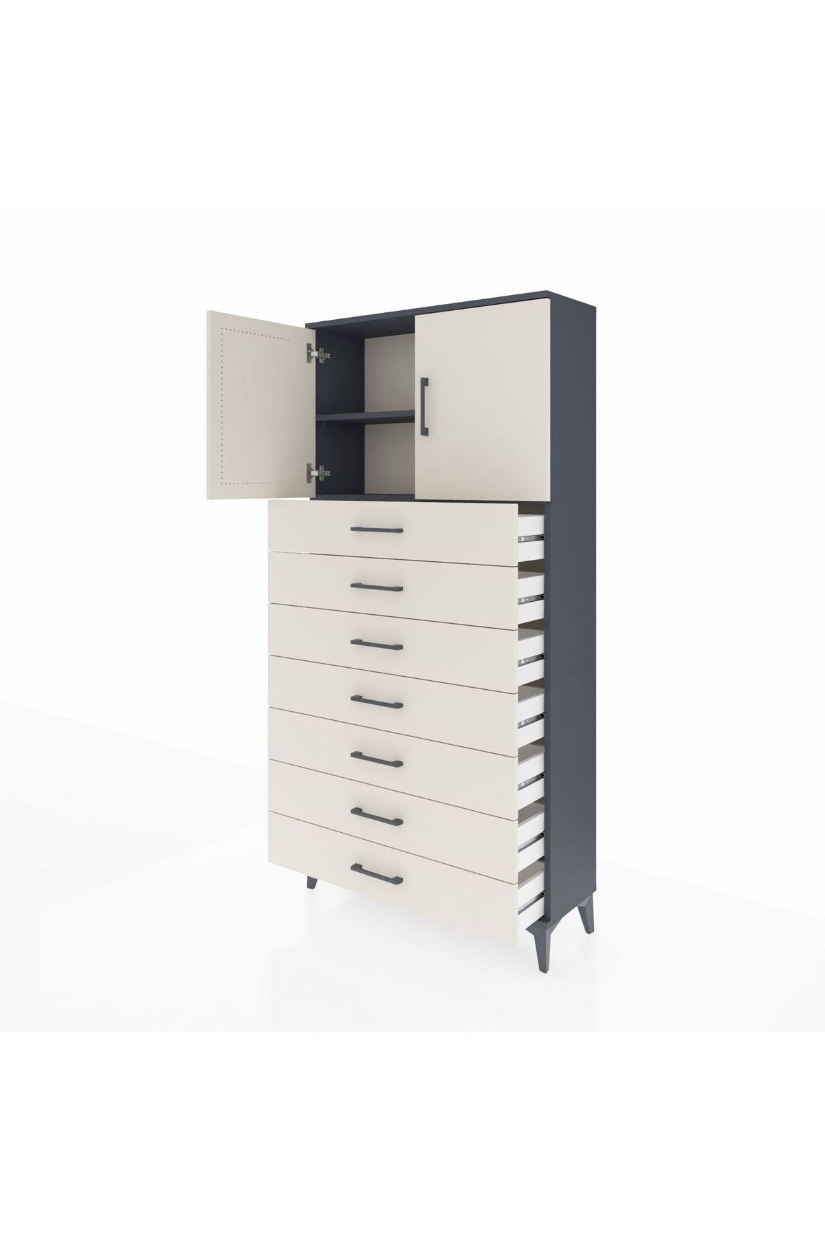Arges Dolap 2 Raflı 7 Çekmeceli 2 Kapaklı 88x30x182 - S24M002V4A