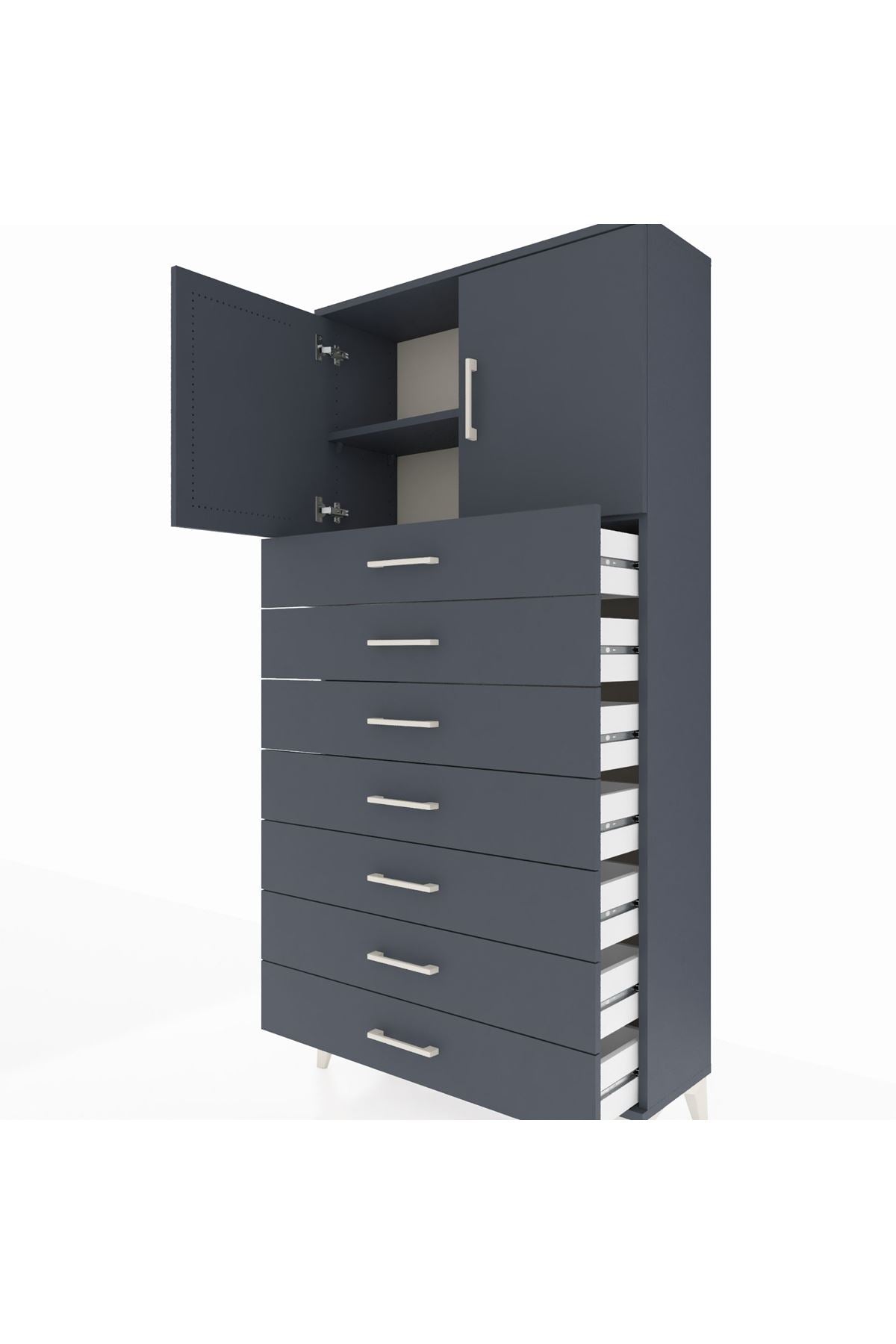 Arges Dolap 2 Raflı 7 Çekmeceli 2 Kapaklı 88x30x182 - S24M002V5A