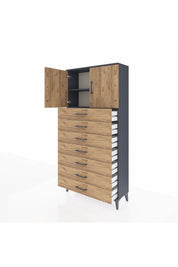 Arges Dolap 2 Raflı 7 Çekmeceli 2 Kapaklı 88x30x182 - S24M002V6A