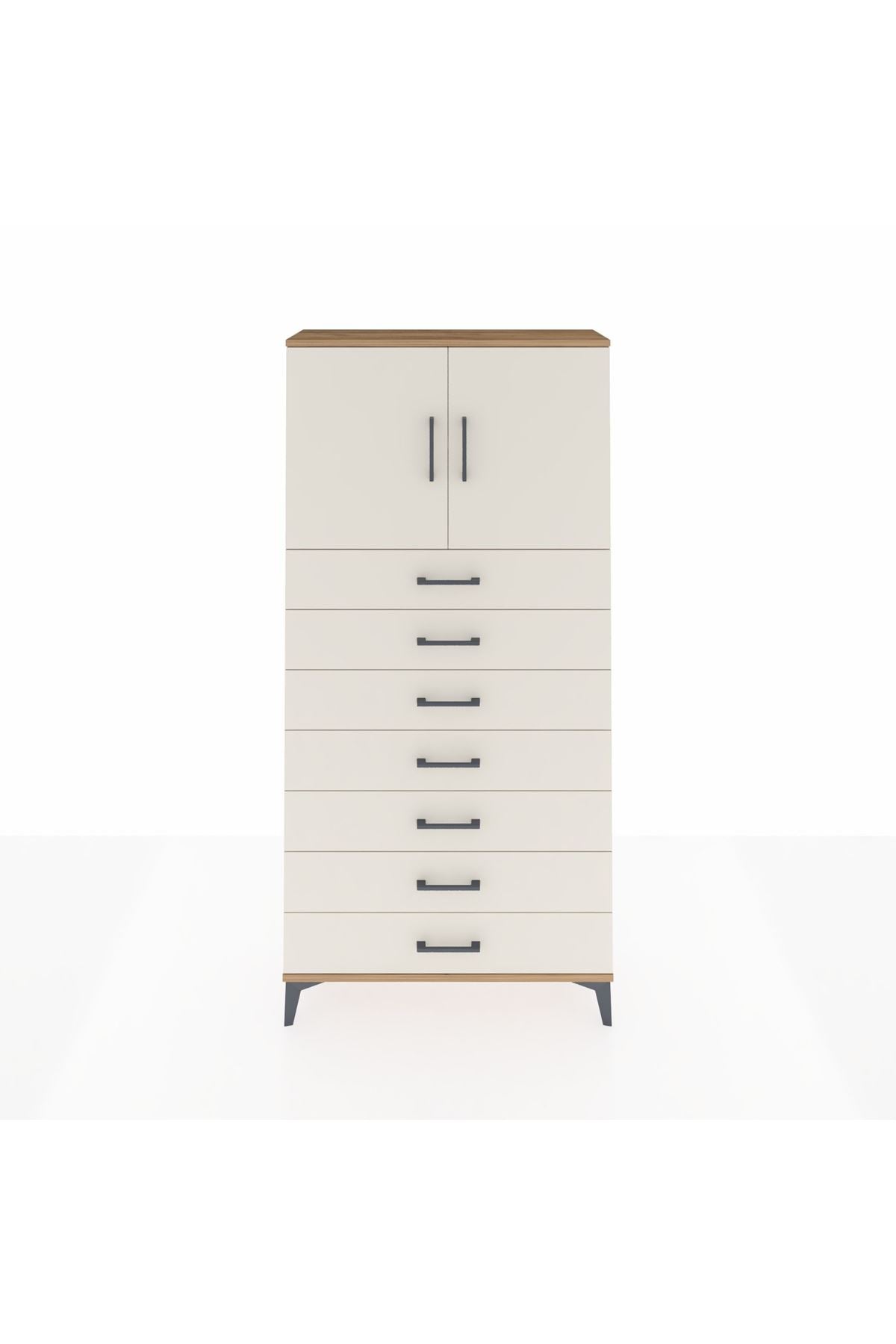Arges Dolap 2 Raflı 7 Çekmeceli 2 Kapaklı 88x30x182 - S24M002V7A