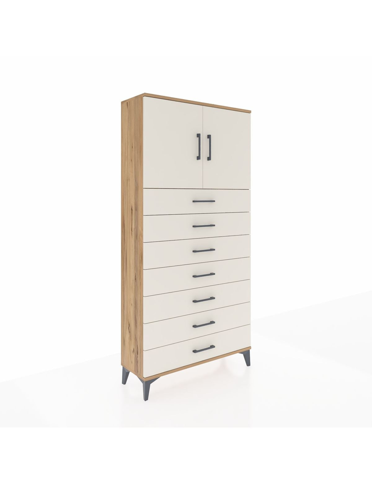 Arges Dolap 2 Raflı 7 Çekmeceli 2 Kapaklı 88x30x182 - S24M002V7A