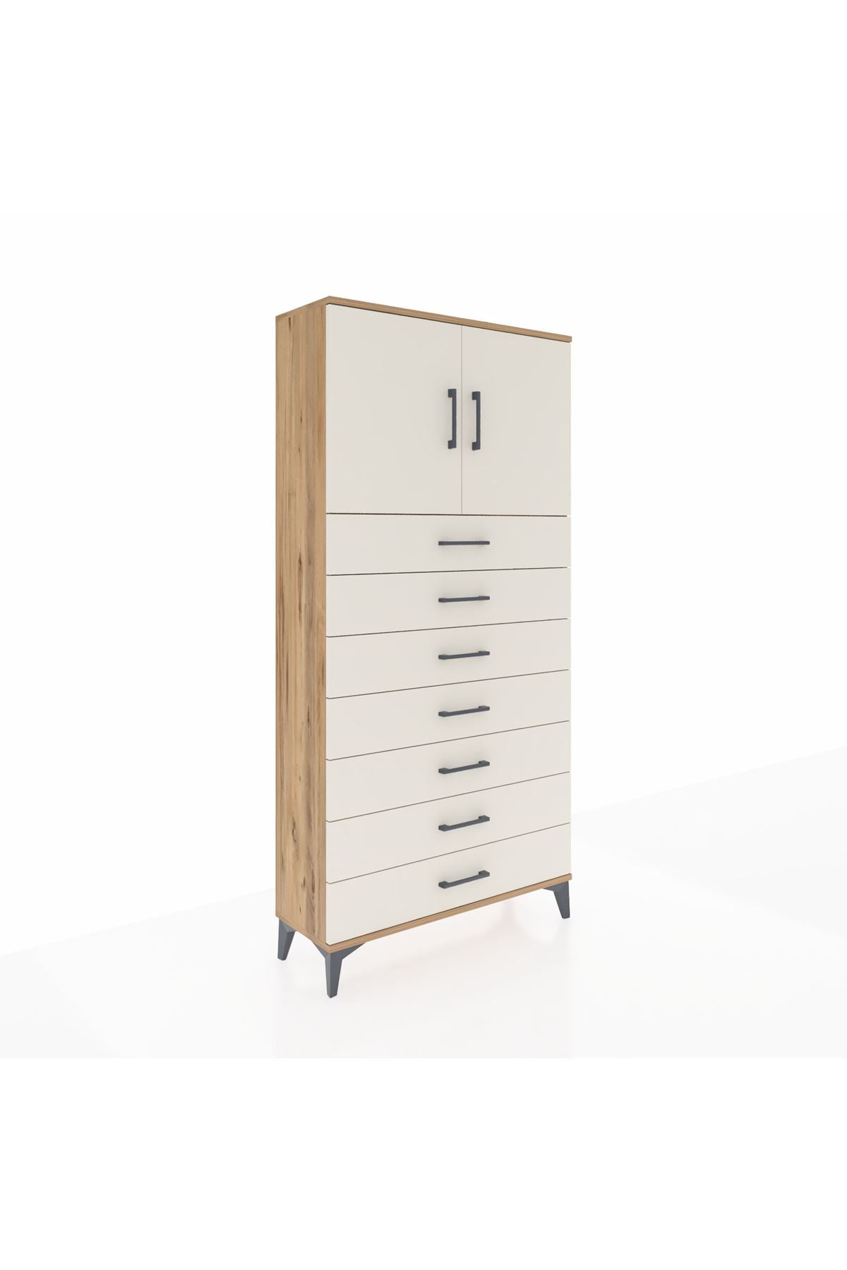 Arges Dolap 2 Raflı 7 Çekmeceli 2 Kapaklı 88x30x182 - S24M002V7A