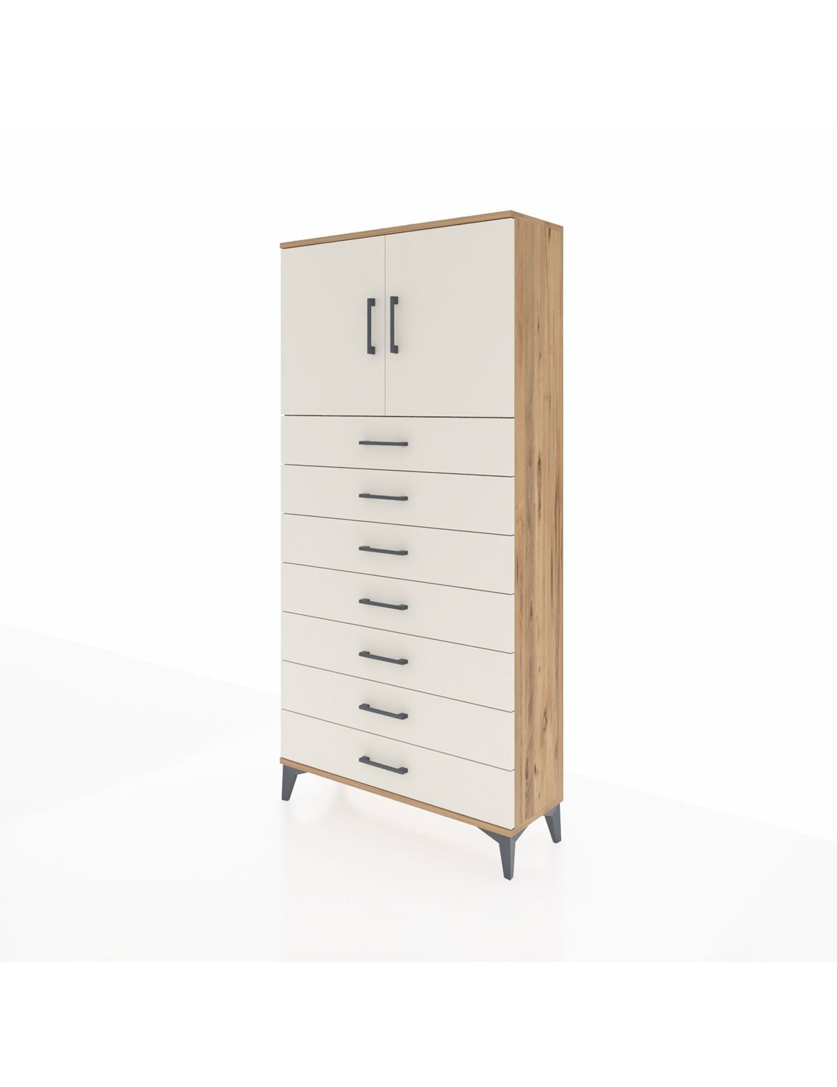 Arges Dolap 2 Raflı 7 Çekmeceli 2 Kapaklı 88x30x182 - S24M002V7A