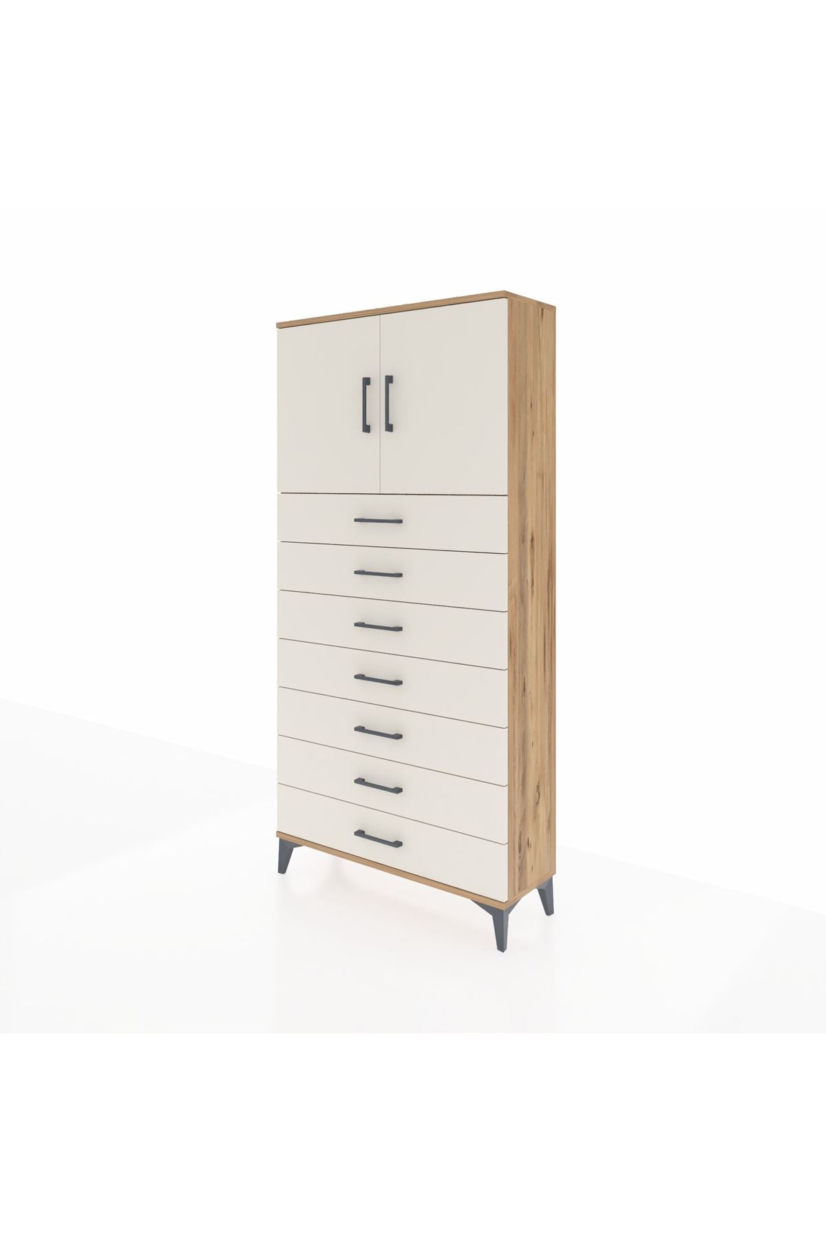 Arges Dolap 2 Raflı 7 Çekmeceli 2 Kapaklı 88x30x182 - S24M002V7A