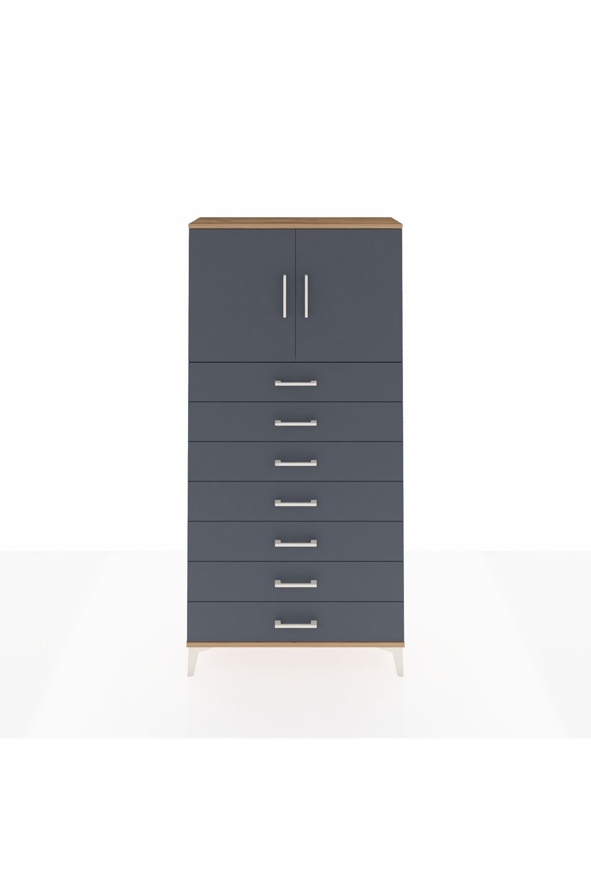 Arges Dolap 2 Raflı 7 Çekmeceli 2 Kapaklı 88x30x182 - S24M002V8A