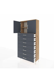 Arges Dolap 2 Raflı 7 Çekmeceli 2 Kapaklı 88x30x182 - S24M002V8A