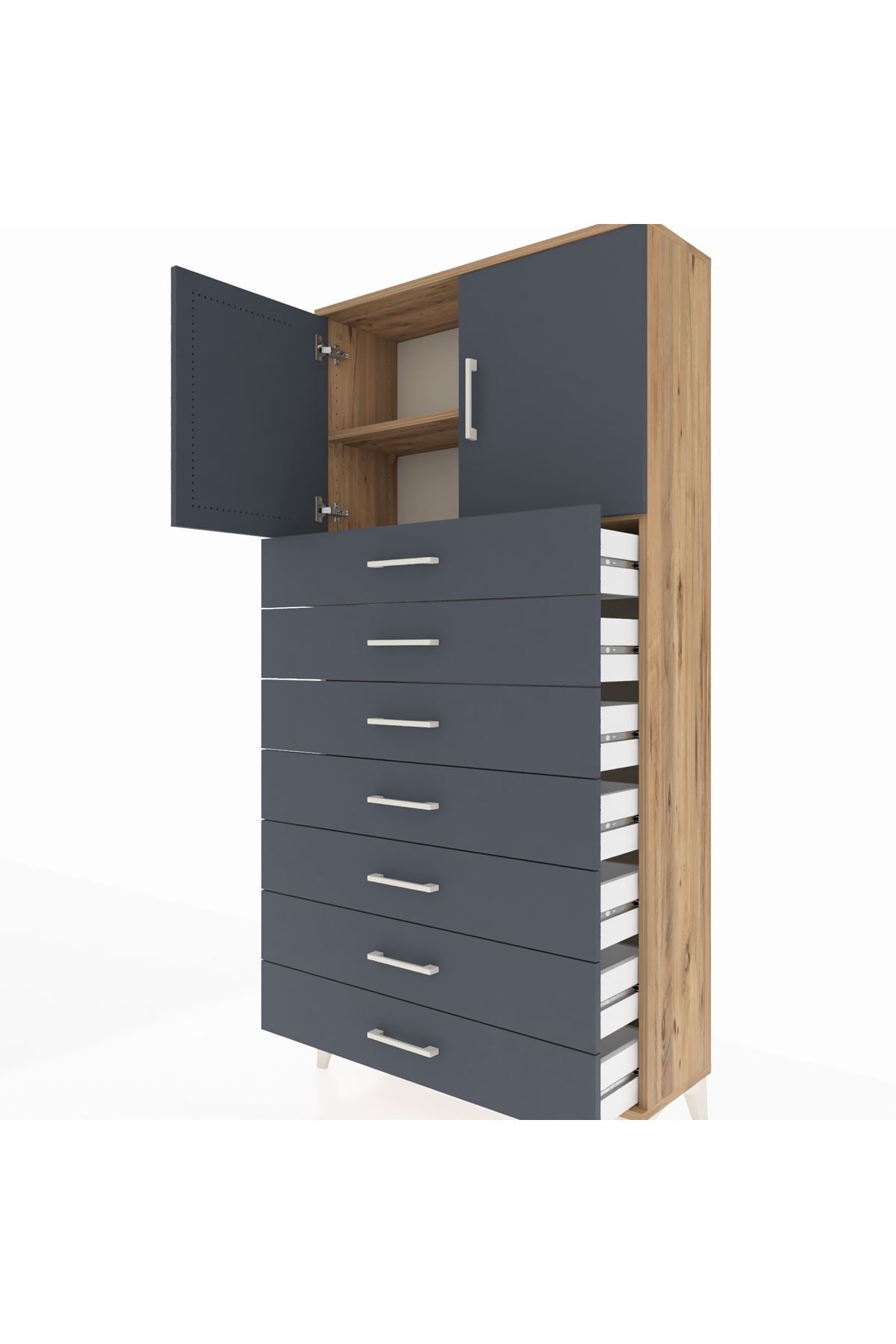 Arges Dolap 2 Raflı 7 Çekmeceli 2 Kapaklı 88x30x182 - S24M002V8A
